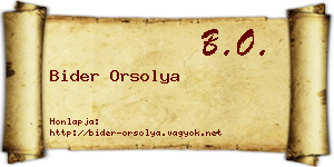 Bider Orsolya névjegykártya